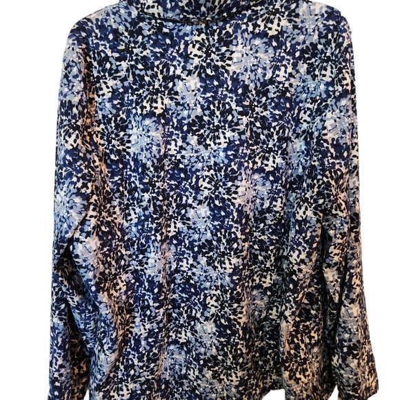 CJ BANKS lightweight polyester & spandex jacket size 3X. Blue, tan & Ivo… - Picture 2 of 5